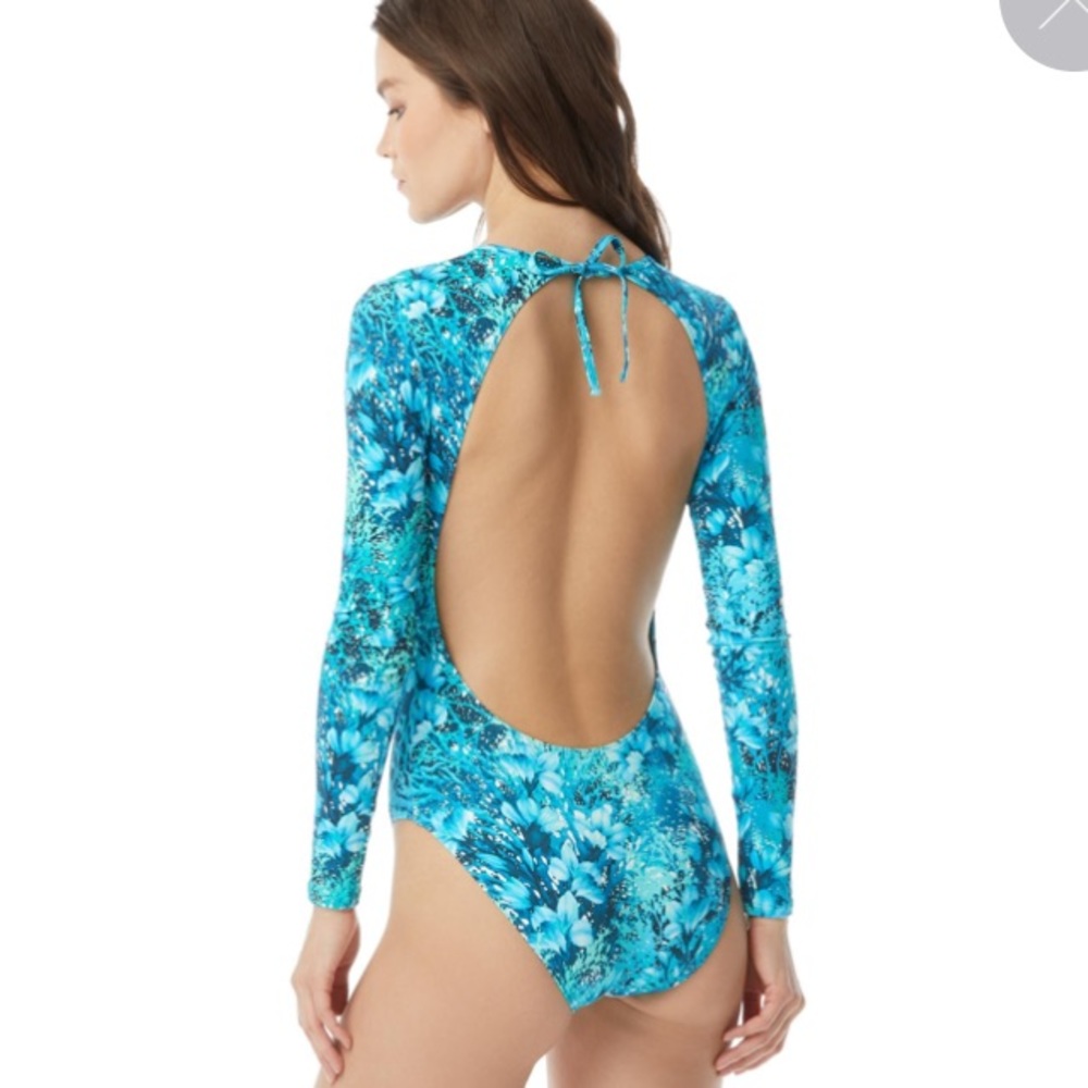 Carmen Marc Valvo Long Sleeve One Piece Swimsuit